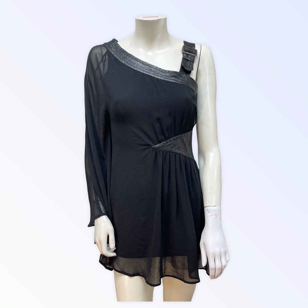 DOUBLE Zero Black One Shoulder Dress